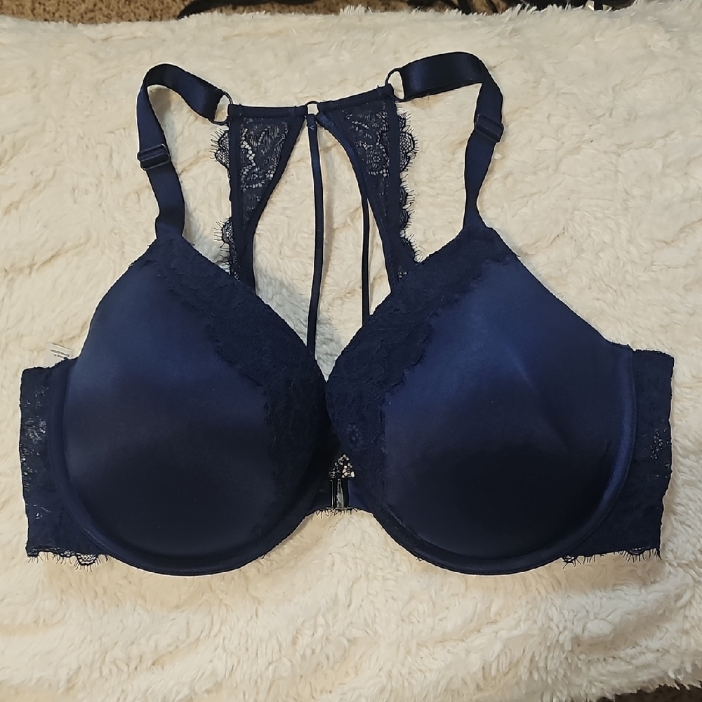 Aiden Navy Lace Racerback Bra Front Lock